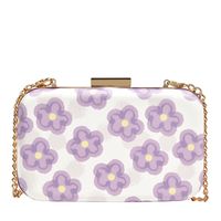 Farbkontrast Muster Mode Kunstleder Blumen Schnalle Quadratisch Blau Violett Rosa Schulter Taschen main image 4