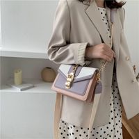 Small Artificial Leather Solid Color Fashion Contrast Color Chain Square Buckle Crossbody Bag main image 5