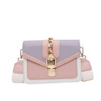 Small Artificial Leather Solid Color Fashion Contrast Color Chain Square Buckle Crossbody Bag main image 4