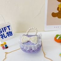 Solid Color Fashion Daily Cotton And Linen Pearl Bow Magnetic Snap Square Bow Purple Bow White Bow Rose Red Shoulder Bags main image 5