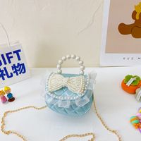 Solid Color Fashion Daily Cotton And Linen Pearl Bow Magnetic Snap Square Bow Purple Bow White Bow Rose Red Shoulder Bags main image 1