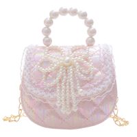 Solid Color Fashion Daily Cotton And Linen Pearl Bow Magnetic Snap Square Bow Purple Bow White Bow Rose Red Shoulder Bags main image 3