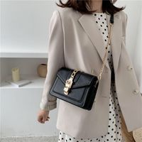 Small Artificial Leather Solid Color Fashion Contrast Color Chain Square Buckle Crossbody Bag main image 2