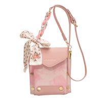 Solid Color Fashion Shopping Artificial Leather Soft Surface Buckle Square Blue Pink Green Shoulder Bags sku image 2