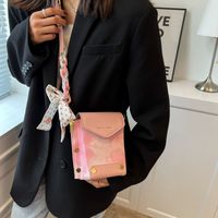 Solid Color Fashion Shopping Artificial Leather Soft Surface Buckle Square Blue Pink Green Shoulder Bags main image 3