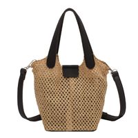 Women's Straw Solid Color Fashion Weave Bucket Type Zipper Hasp Bucket Bag main image 2