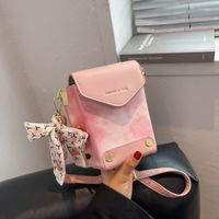 Solid Color Fashion Shopping Artificial Leather Soft Surface Buckle Square Blue Pink Green Shoulder Bags main image 2