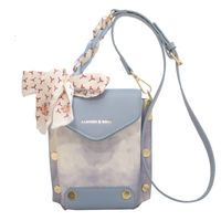Solid Color Fashion Shopping Artificial Leather Soft Surface Buckle Square Blue Pink Green Shoulder Bags sku image 1