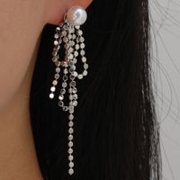 Fashion Geometric Tassel Alloy Splicing Pearl Earrings main image 1