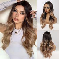 Women's Fashion Brown Party Chemical Fiber Centre Parting Long Curly Hair Wigs main image 1