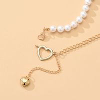 Simple Style Heart Shape Alloy Inlay Pearl Pendant Necklace 1 Piece main image 3