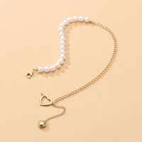 Simple Style Heart Shape Alloy Inlay Pearl Pendant Necklace 1 Piece main image 2