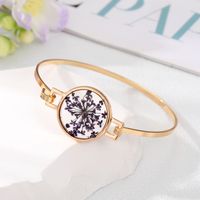 Simple Style Flowers Alloy Plating Resin Bangle sku image 7