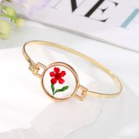 Simple Style Flowers Alloy Plating Resin Bangle sku image 1