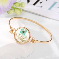 Simple Style Flowers Alloy Plating Resin Bangle sku image 3