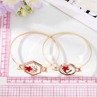 Simple Style Flowers Alloy Plating Resin Bangle main image 3