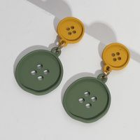 Women's Cute Button Arylic Synthetic Resin Earrings Spray Paint Earrings sku image 1