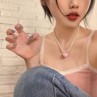 Cute Imitation Pearl Heart Shape Necklace Daily Beaded Unset main image 6
