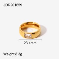 18k Simple Fashion Stainless Steel Transparent Inlaid Diamond Ring Wholesale Nihaojewelry sku image 5