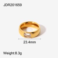 18k Simple Fashion Stainless Steel Transparent Inlaid Diamond Ring Wholesale Nihaojewelry sku image 4