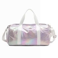 Geometric Pattern Fashion Travel Nylon Soft Surface Zipper Square Gradient Purple Pink Green Shoulder Bag sku image 2