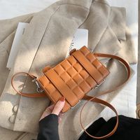 Women's Artificial Leather Solid Color Grid Fashion Simple Style Square Buckle Crossbody Bag sku image 5
