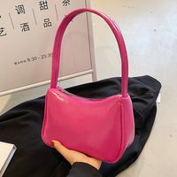 Solid Color Fashion Daily Artificial Leather Zipper Square Yellow Pink Black Shoulder Bags sku image 2