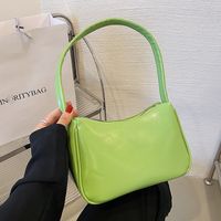 Solid Color Fashion Daily Artificial Leather Zipper Square Yellow Pink Black Shoulder Bags sku image 5
