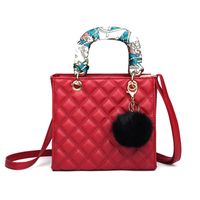 Plaid Fashion Daily Artificial Leather Ribbon Zipper Square Red Khaki Black Handbags sku image 1