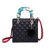 Plaid Fashion Daily Artificial Leather Ribbon Zipper Square Red Khaki Black Handbags sku image 3