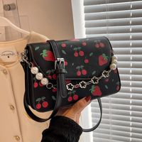 Women's Artificial Leather Fruit Cute Fashion Pearl Square Magnetic Buckle Crossbody Bag Diamond Pattern Bag main image 5