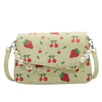 Mujeres Cuero Artificial Fruta Lindo Moda Perla Cuadrado Hebilla Magnética Bolso Bandolera Bolsa Con Patrón De Diamantes main image 3