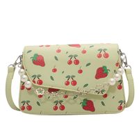 Women's Artificial Leather Fruit Cute Fashion Pearl Square Magnetic Buckle Crossbody Bag Diamond Pattern Bag main image 3