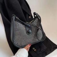 Solid Color Fashion Daily Artificial Leather Soft Surface Magnetic Snap Square Black Shoulder Bags main image 4