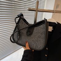 Solid Color Fashion Daily Artificial Leather Soft Surface Magnetic Snap Square Black Shoulder Bags main image 1
