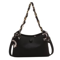 Solid Color Fashion Shopping Artificial Leather Chain Magnetic Snap Square Black White Yellow Shoulder Bags sku image 1