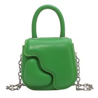 Solid Color Fashion Shopping Artificial Leather Soft Surface Magnetic Snap Square Black White Green Handbags sku image 3