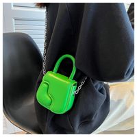 Solid Color Fashion Shopping Artificial Leather Soft Surface Magnetic Snap Square Black White Green Handbags main image 4
