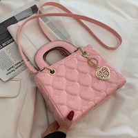 Women's Pu Leather Solid Color Fashion Classic Style Love Handbag Crossbody Bag Diamond Pattern Bag sku image 10