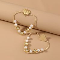 Wholesale Jewelry 1 Pair Fashion Heart Alloy Artificial Pearls Earrings main image 2