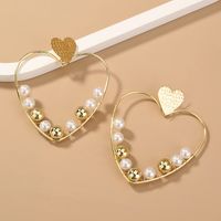 Wholesale Jewelry 1 Pair Fashion Heart Alloy Artificial Pearls Earrings main image 5