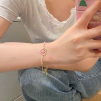 Cute Heart Shape Alloy Beaded Bracelets sku image 1