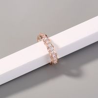 Simple Style Geometric Copper Rings Inlaid Zircon Copper Rings 1 Piece main image 4