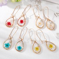 1 Pair Simple Style Flower Patchwork Alloy Resin Drop Earrings main image 4