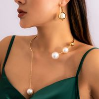 Mode Einfarbig Imitation Perlen Legierung Überzug Halsband main image 1