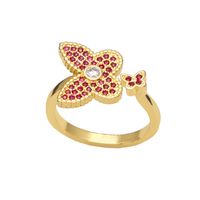 Fashion Copper Butterfly Ring Daily Electroplating Zircon Copper Rings main image 5