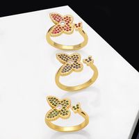 Fashion Copper Butterfly Ring Daily Electroplating Zircon Copper Rings main image 1