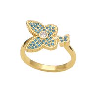 Fashion Copper Butterfly Ring Daily Electroplating Zircon Copper Rings main image 4
