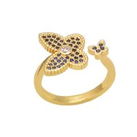 Fashion Copper Butterfly Ring Daily Electroplating Zircon Copper Rings main image 3