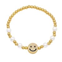 Fashion Copper Smiling Face Bracelet Artificial Pearl Zircon Copper Bracelets main image 4